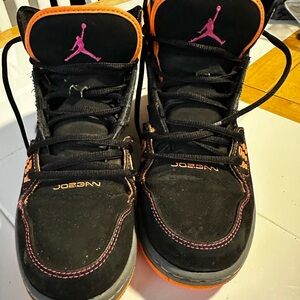 Jordan Black and Orange High-Top Sneakers